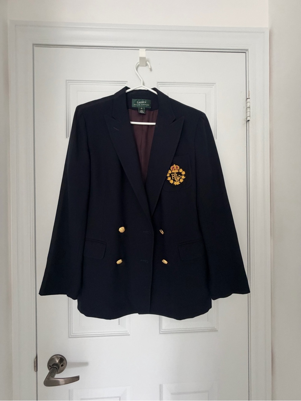 Vintage Wood Ralph Lauren Navy Double-Breasted Crest Blazer